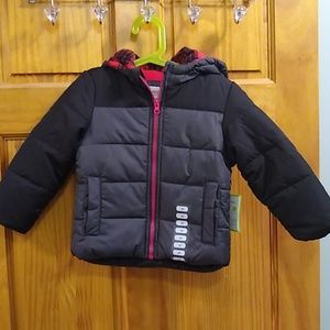 Carter's winter jacket 3T black/grey and red plaid
